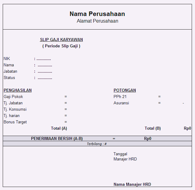 Contoh Daftar Gaji Karyawan Excel Rumus Excel Cetak Slip Gaji Lengkap Thr Belajar Office 1936